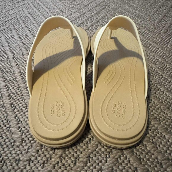 Crocs Tulum Sandals Women's Size 5 Beige/Taupe Rubber Flip Slides Thong Slip On - Picture 9 of 11